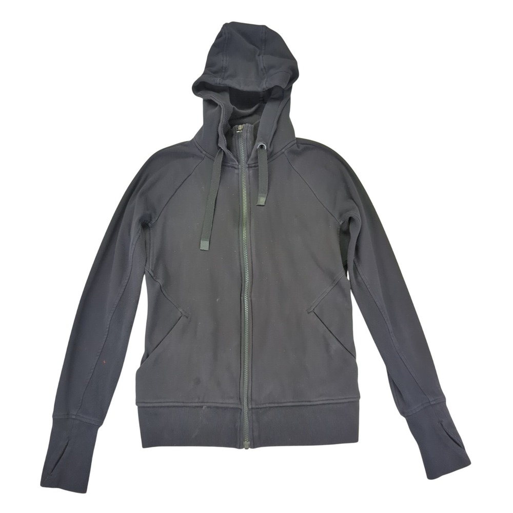 Athleta Triumph Hoodie Black Full Zip Sweatshirt Jacket Thumbholes Size‎ Small